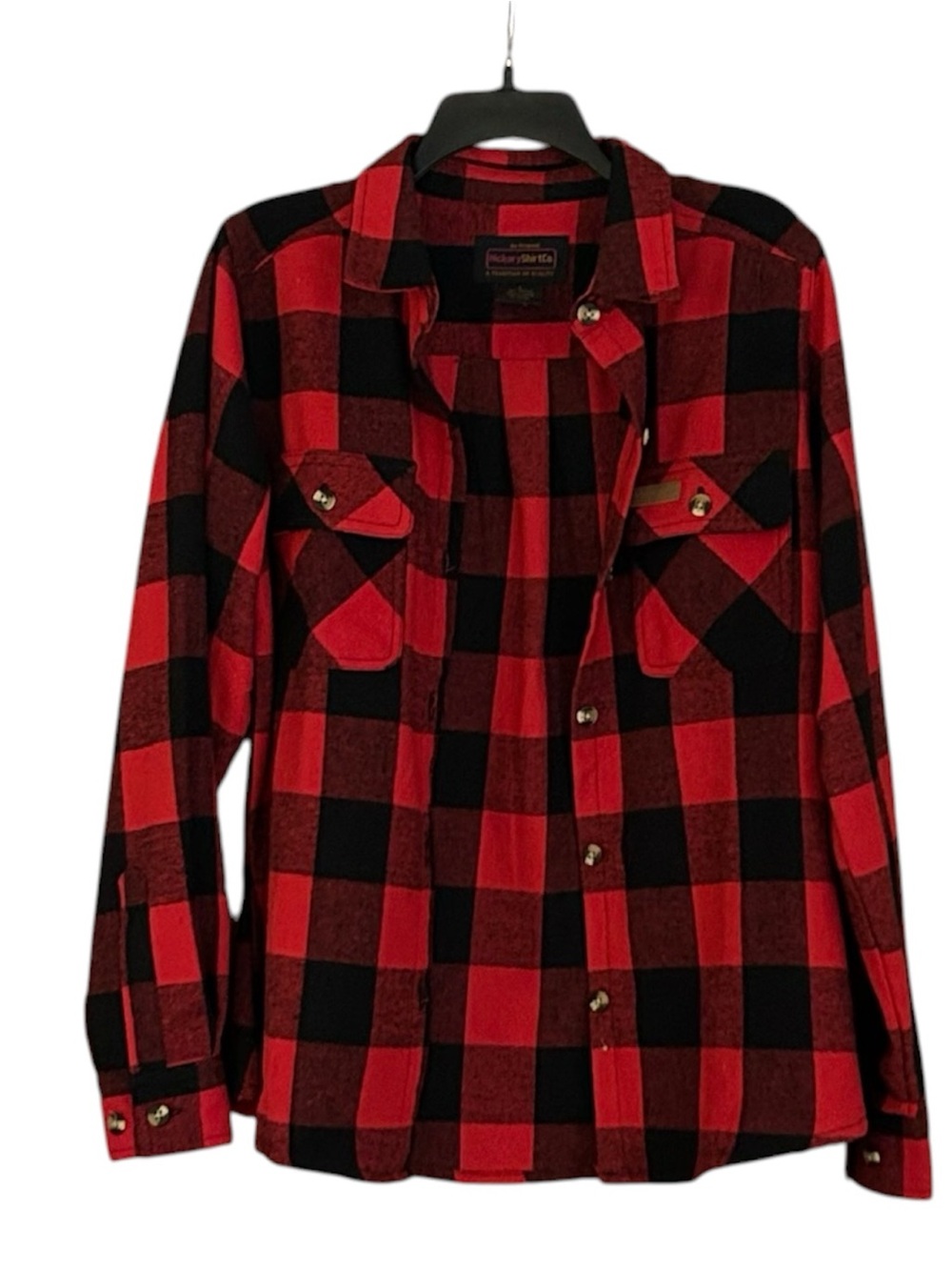 Hickory Shirt Co.Women’s Buffalo Plaid Flannel Shirt Red Black Button Front L